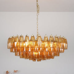Murano Rhombus Amber Glass Gasolier Chandelier