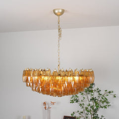 Murano Rhombus Amber Glass Gasolier Chandelier