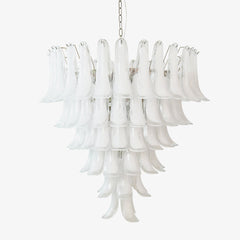 Murano White Glass Petals Crown Chandelier