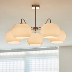 Nickel Glass Persimmon Electrolier Chandelier