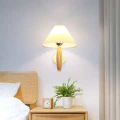 Oak Pleated Bracket light Wall Light