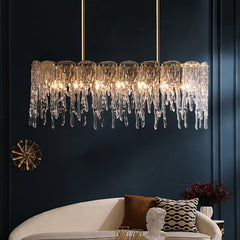 Rectangular Icicle Glass Gasolier Chandelier