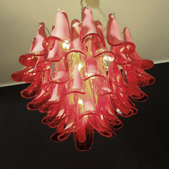 Red Glass Murano Petals Candelabrum Chandelier