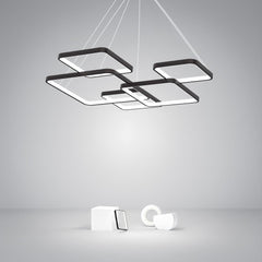 Modern LED Square Chandelier Foyer Chandelier with Remote Control for Living Room