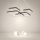 Modern LED Square Chandelier Foyer Chandelier with Remote Control for Living Room
