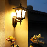 Vintage Striped Glass LED Waterproof Black Retro Solar Wall Lights