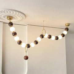 Walnut Bead Necklace Gasolier Chandelier