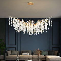 White Jade Branch Brass Gasolier Chandelier