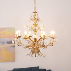 White Rose Crystal Gasolier Chandelier