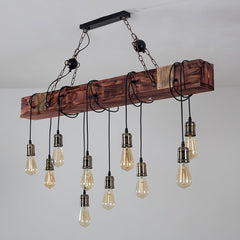 Wood Hanging Multi Gasolier Chandelier