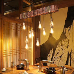 Wood Hanging Multi Gasolier Chandelier