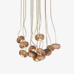 Wood Pumpkin Cluster Ceiling fixture Chandelier