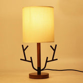 16 inch Vintage Rustic Tree Branch US Plug Table Lamp with Fabric Drum Shade