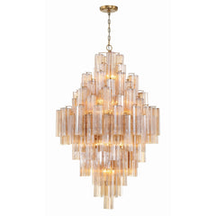 20 Light Aged Brass Chandelier Glass Amber 31.5"W x 50.5"H x 31.5"D