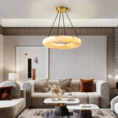 20" Natural Marble Wheel Chandelier