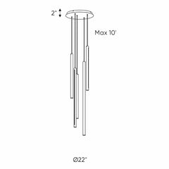 22" Wide 5 Light LED Multi Light Pendant