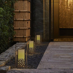 Flowers Pattern Hollow Waterproof Brown Retro Outdoor Light Garden Lamp