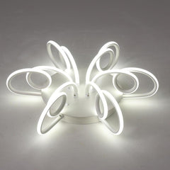 Modern Chrysanthemum Flower Shaped Metal Silica Gel Flush Mount Ceiling Light for Bedroom