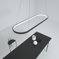 LED Oval Modern Black Pendant Light with Remote Control Artistic Pendant Light