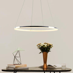 LED Circular Sturdy Modernistic Brushed Nickel Pendant Light With Remote Controller