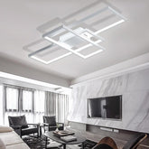 Multi Rectangle Large Flush Mount Ceiling Light with 3 Integrated Tiered Lights