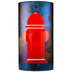 12" W Fire Hydrant Fused Glass Wall Sconce