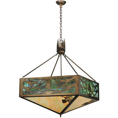 28.25" Square Balsam Pine Tree Inverted Pendant