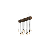 15 Light 48" Wide Wood Linear Pendant