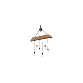 6-Lichts 112 cm Brede Houten Lineaire Hanglamp