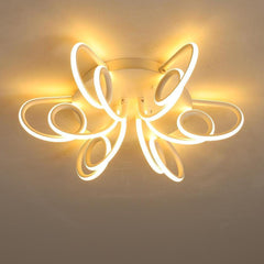 Modern Chrysanthemum Flower Shaped Metal Silica Gel Flush Mount Ceiling Light for Bedroom