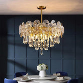 Candelabra Flush Mount Ceiling Light Metal Crystal LED Light