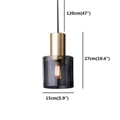 Modernist Cylindrical Glass Pendant Lighting Industrial Pendant Lighting Metal