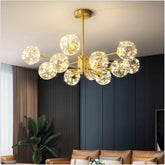 6-lichts LED Glazen Gouden Moderne Kroonluchter Keuken Hanglamp