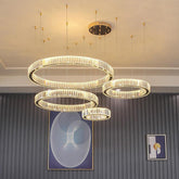 4-Ring Gold Large Chandeliers for Foyer Modern Crystal Chandelier