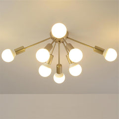 8 Light Cluster Gold Flush Mount Light Modern Metal LED Ceiling Light