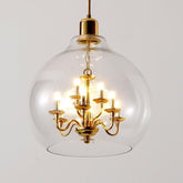 Metal Glass Adjustable Industrial Pendant Lighting with Interior 9 LED Light