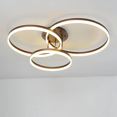 Metal Acrylic Ringed Large Flush Mount Ceiling Light with 3 Adjustable LED Lights