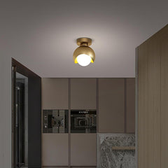 6'' LED 1-Light Globe Small Flush Mount Light Nordic Copper Ceiling Light