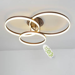 Metal Acrylic Ringed Large Flush Mount Ceiling Light with 3 Adjustable LED Lights