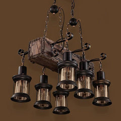 6 Lantern Farmhouse Chandelier Wood Chandeliers Ceiling Light