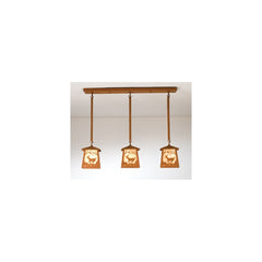 3 Light 37" Wide Linear Pendant with Handmade Shade