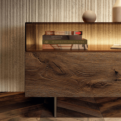 36e8 Glass TV Unit - Grey Wildwood