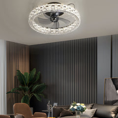 23.6-in Crystal LED Lighting Semi-Enclosed Low Profile Ceiling Fan