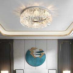 Elegant Ring Drum Crystal Chandelier Ceiling Light