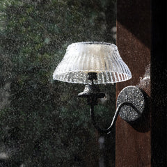 Black Metallic Arm Solar Outdoor Wall Light - Adjustable Acrylic Shade