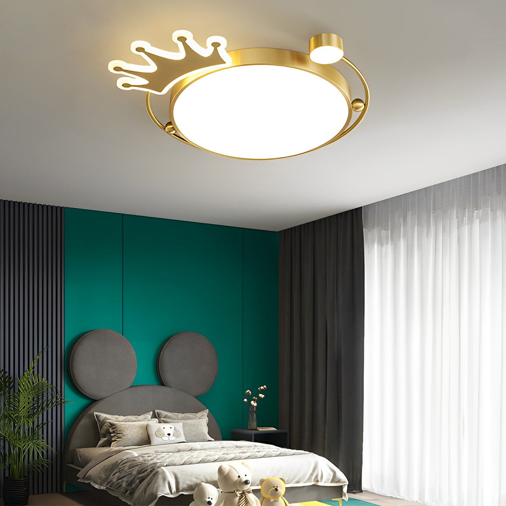 Ronde Cartoon Kroontjes Drie Staps Dimmen Koper Moderne Plafondlamp Armatuur