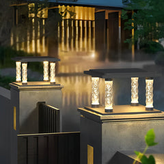 Bubbles Lamppost Square Waterproof LED Modern Solar Post Caps Lights