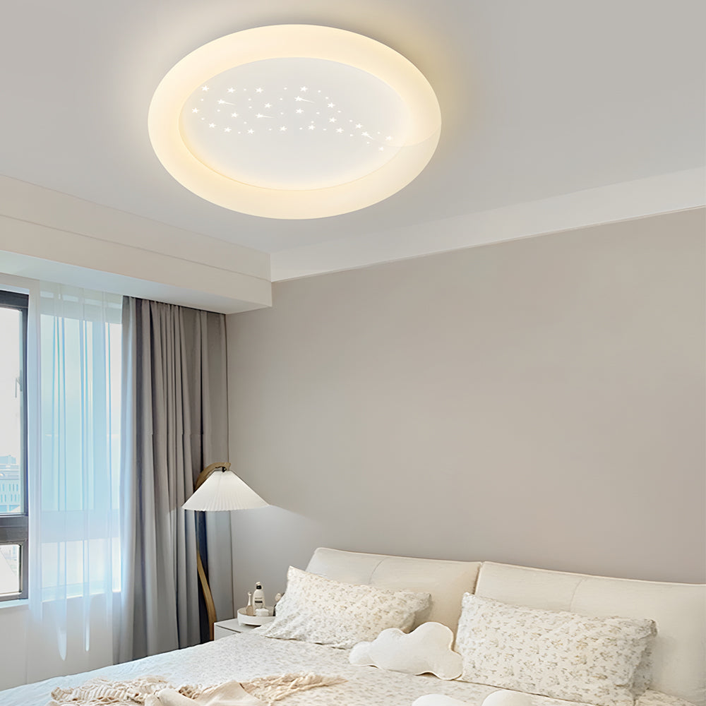 Vierkante Ronde Drietraps Dimming LED Melkachtig Wit Moderne Plafondarmatuur