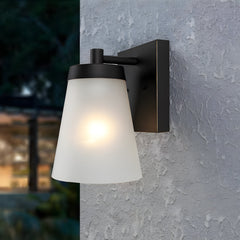 1-Light Glass Waterproof Sensor Outdoor Wall Sconce