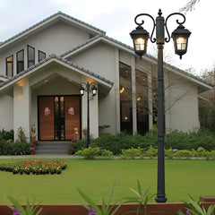 2 Lights Waterproof Black European Style Outdoor Pole Lights Public Lighting